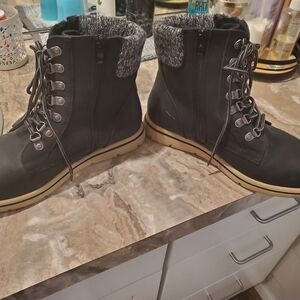 Torrid Black Combat Boots with Gray Accents